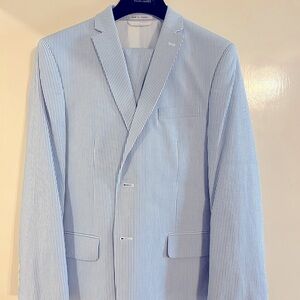 Blue and White Seersucker Suit